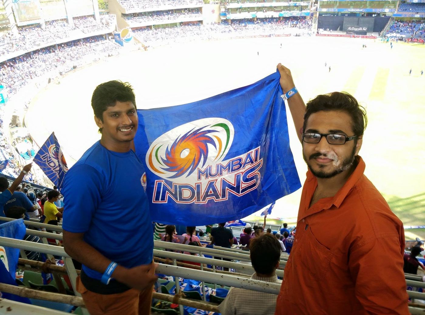 Cheering on Mumbai Indians with my TCS buddy.